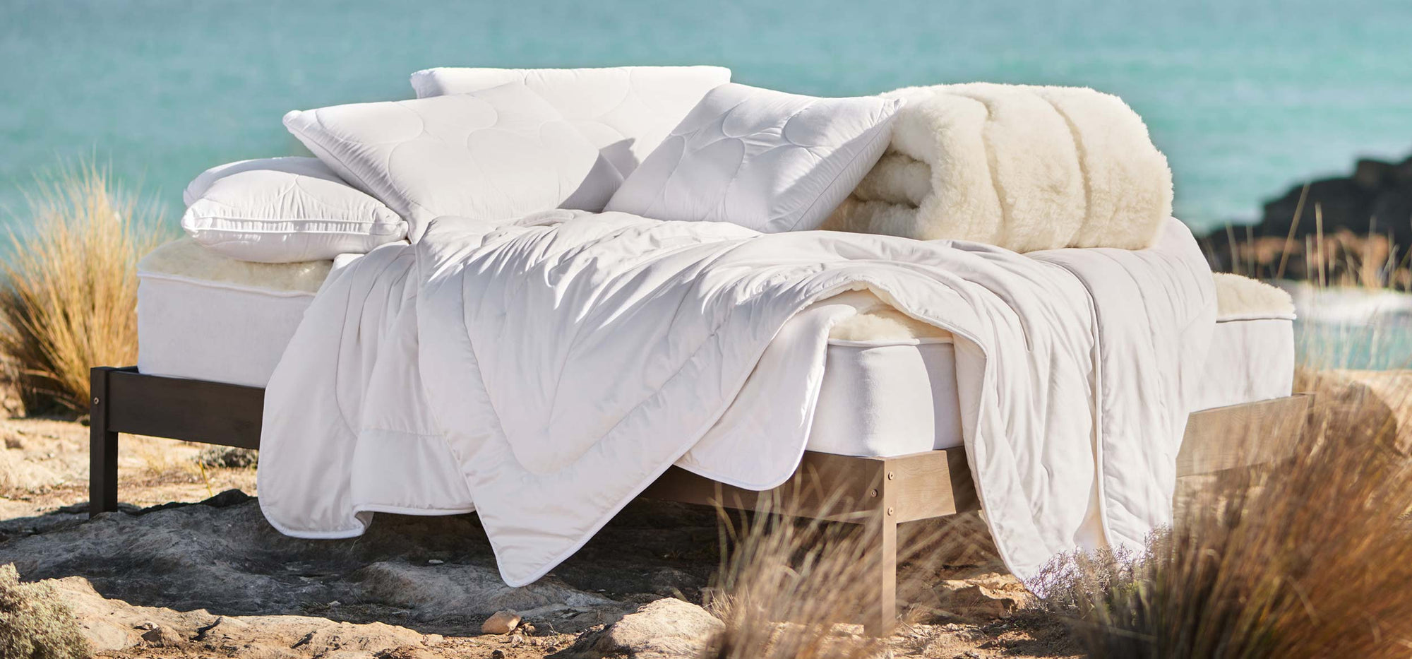 wool mattress topper sun drying outdoor
