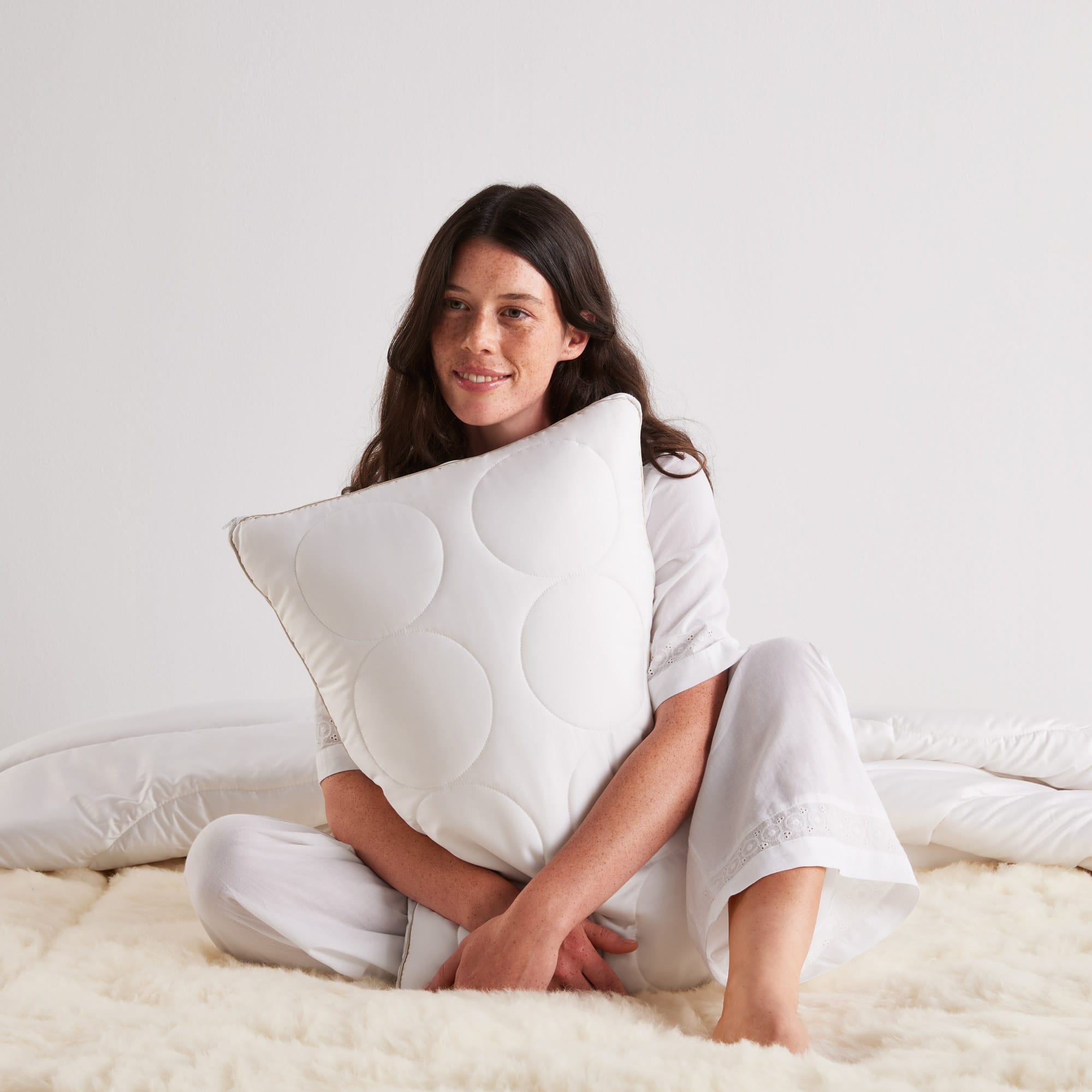 CalmComfort Wool Pillow with model - thumbnail #2