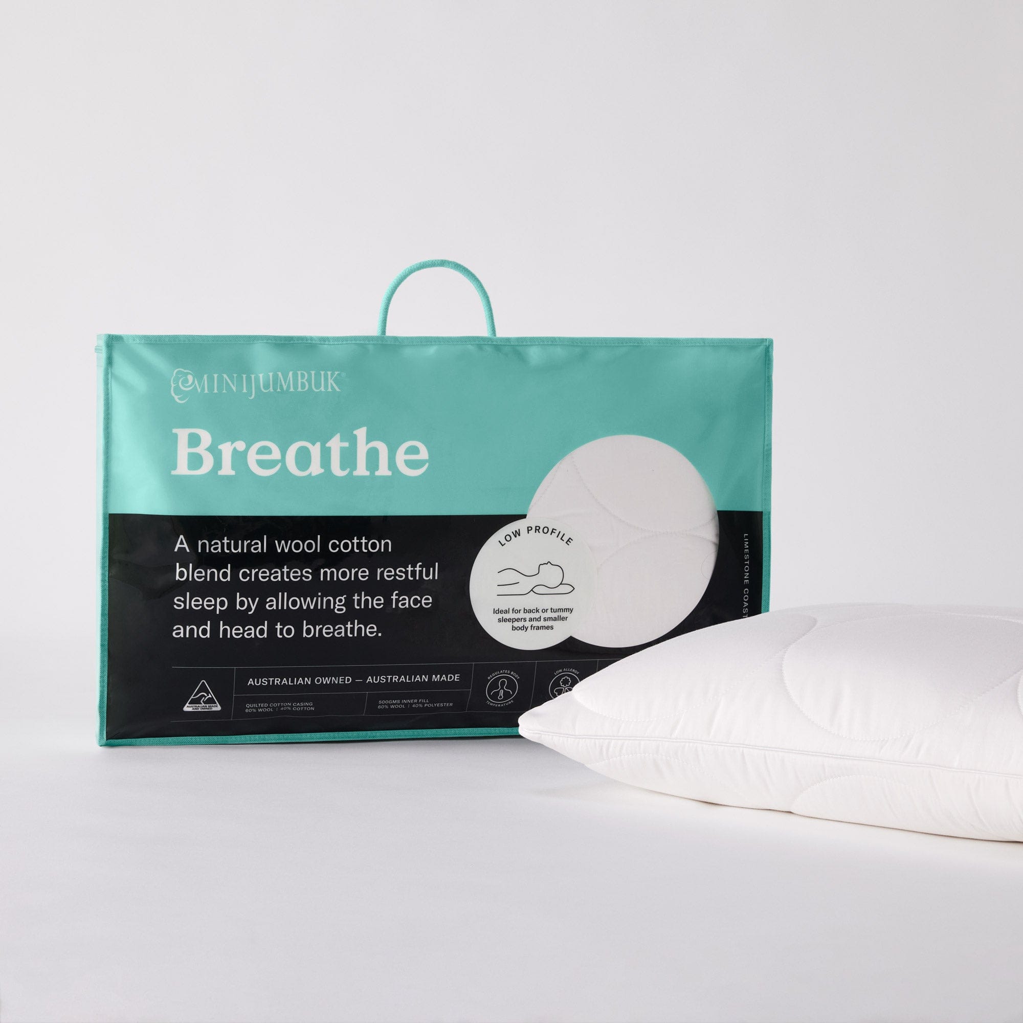 Breathe Wool Cotton Quilted Pillow