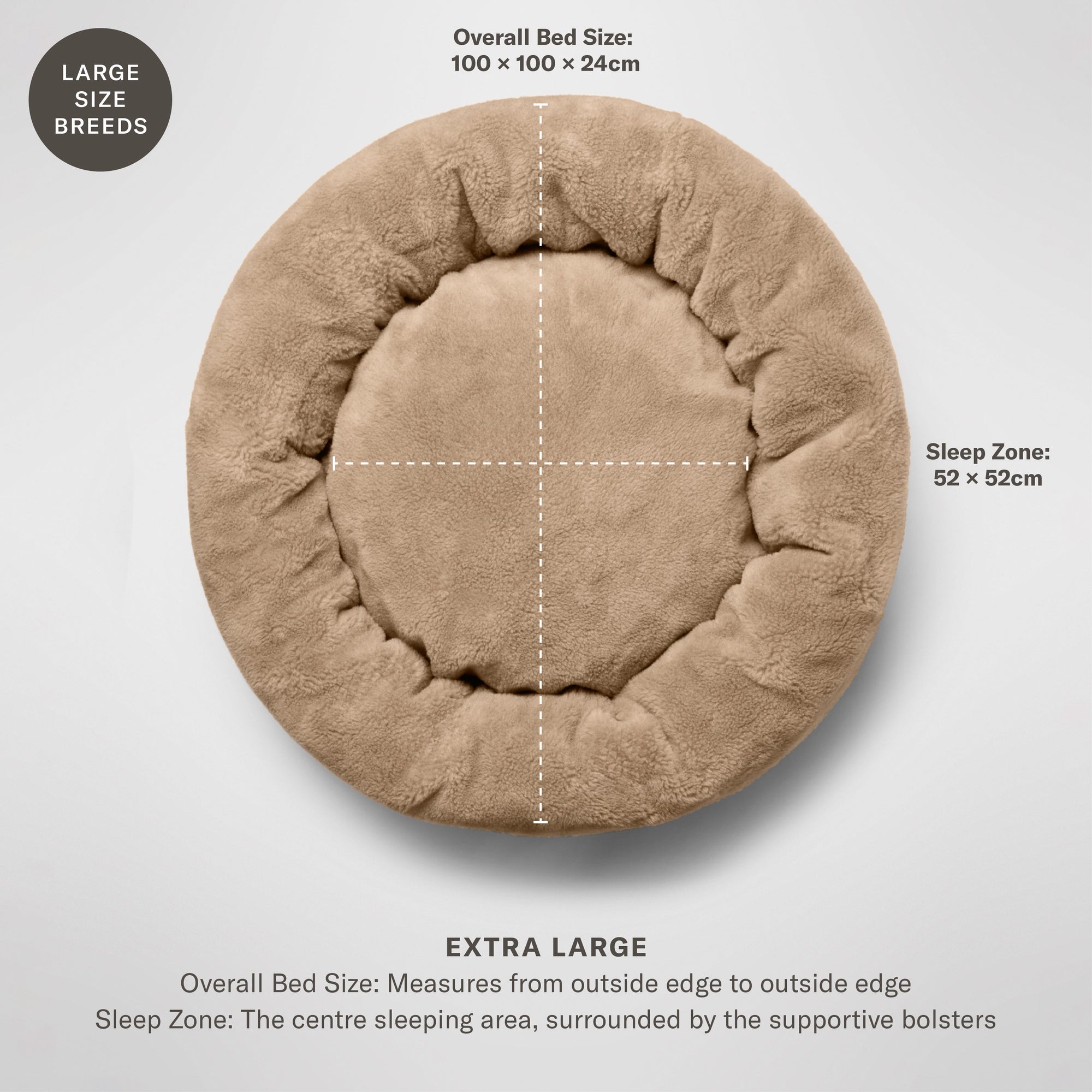 Oasis Extra Large Dog bed small size dog breed size guide