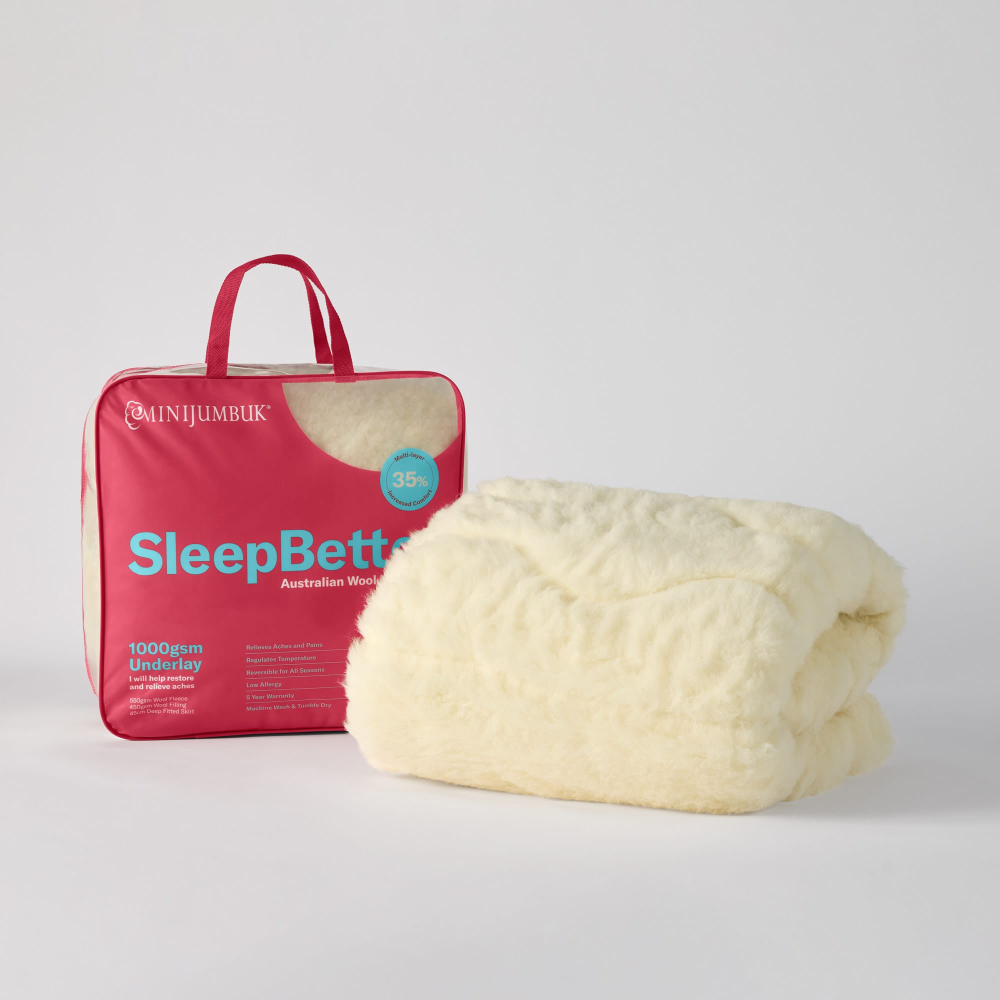 SleepBetter 1000gsm Australian Wool Underlay