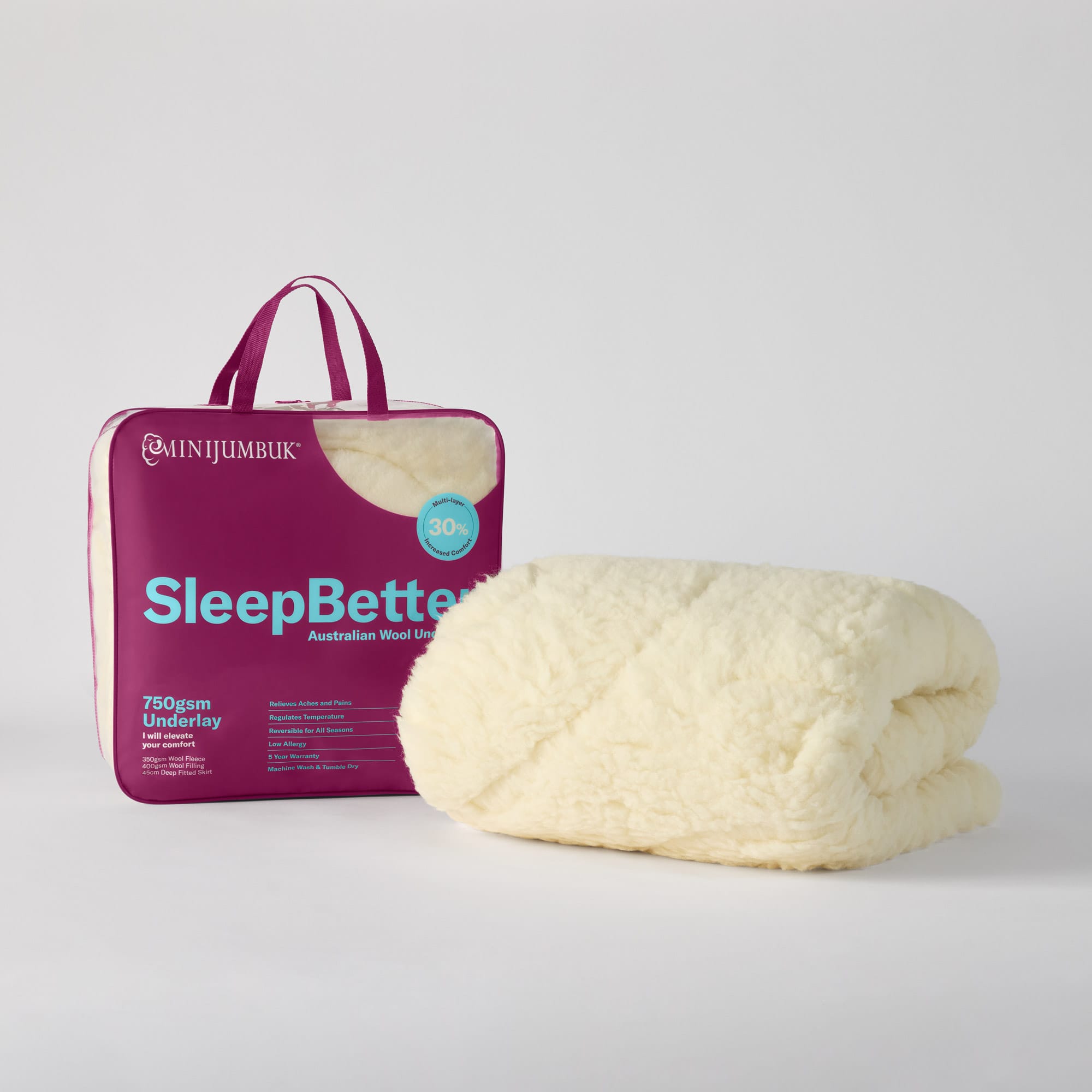 SleepBetter 750gsm Australian Wool Underlay