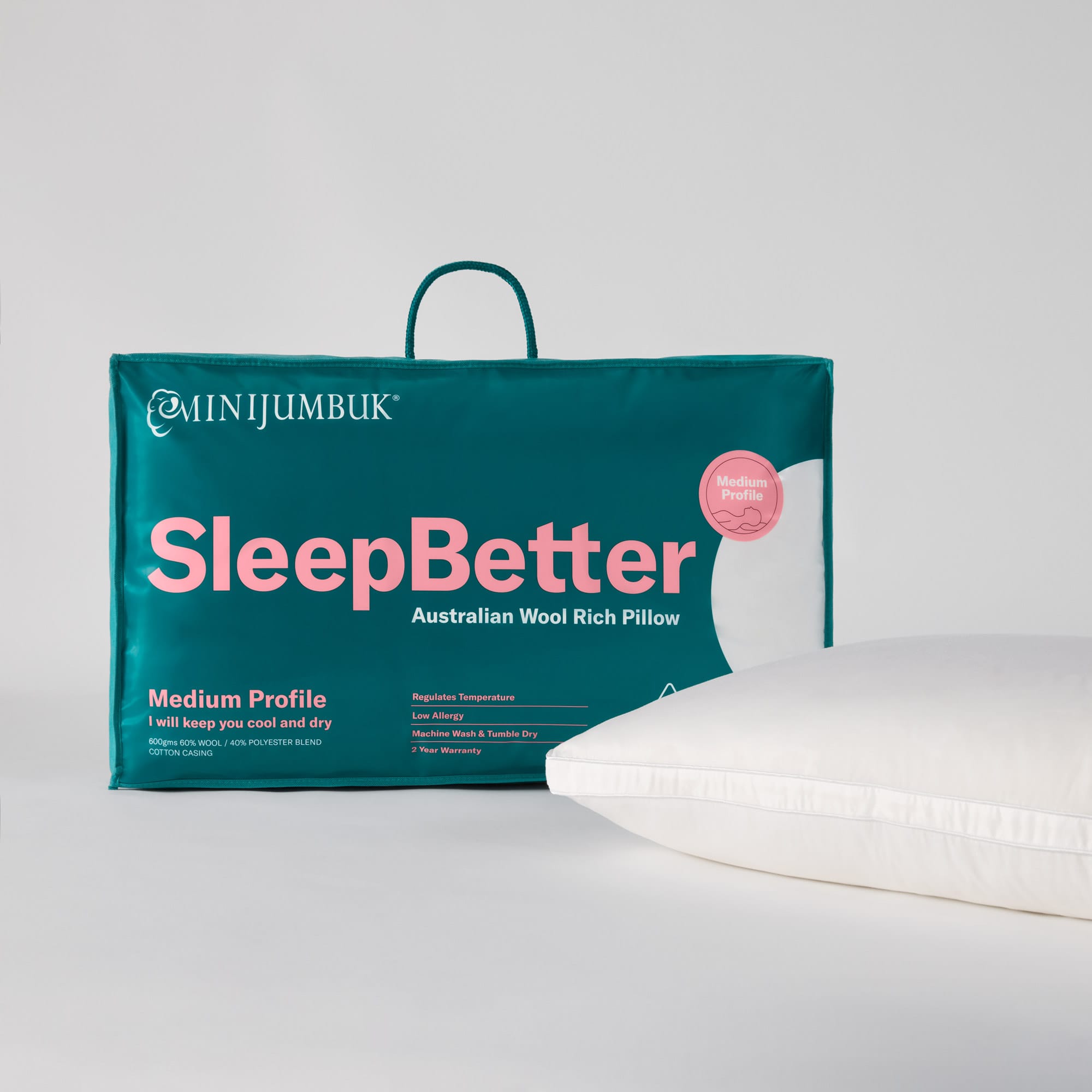 SleepBetter Wool Medium Pillow bag and pillow - thumbnail #4