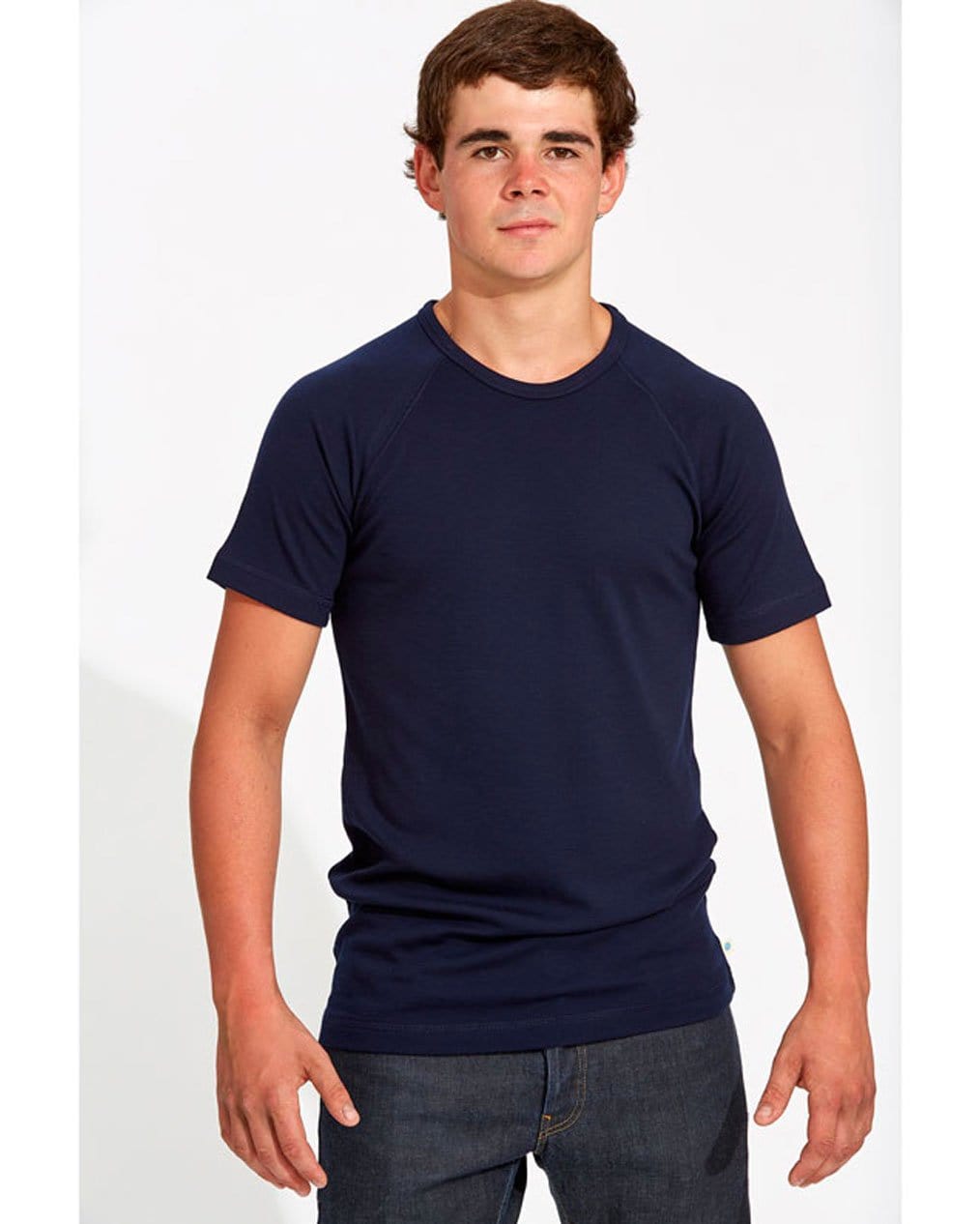 Woolerina Mens Short Sleeve Crew T-Shirt - Model