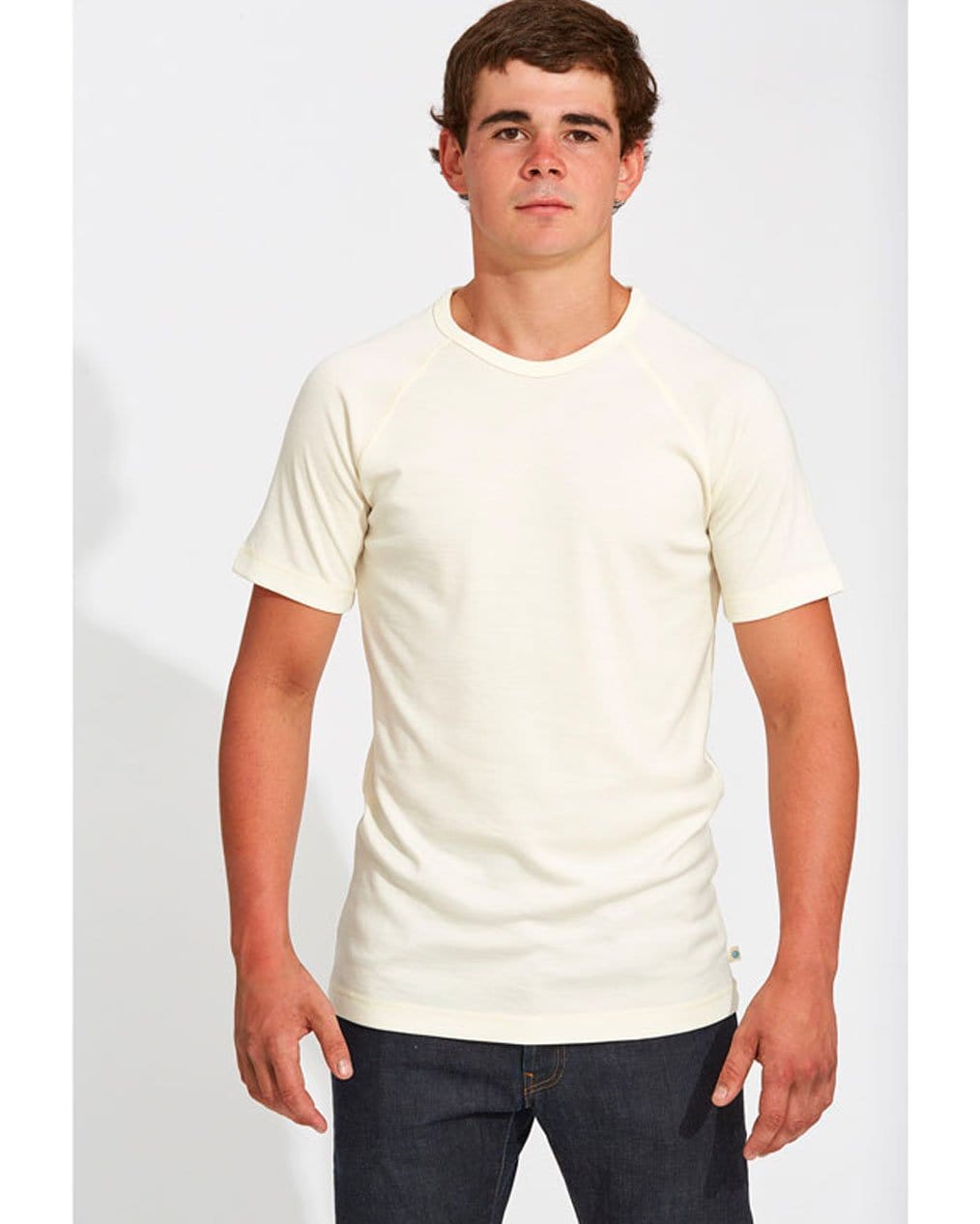 Woolerina Mens Short Sleeve Crew T-Shirt - Model