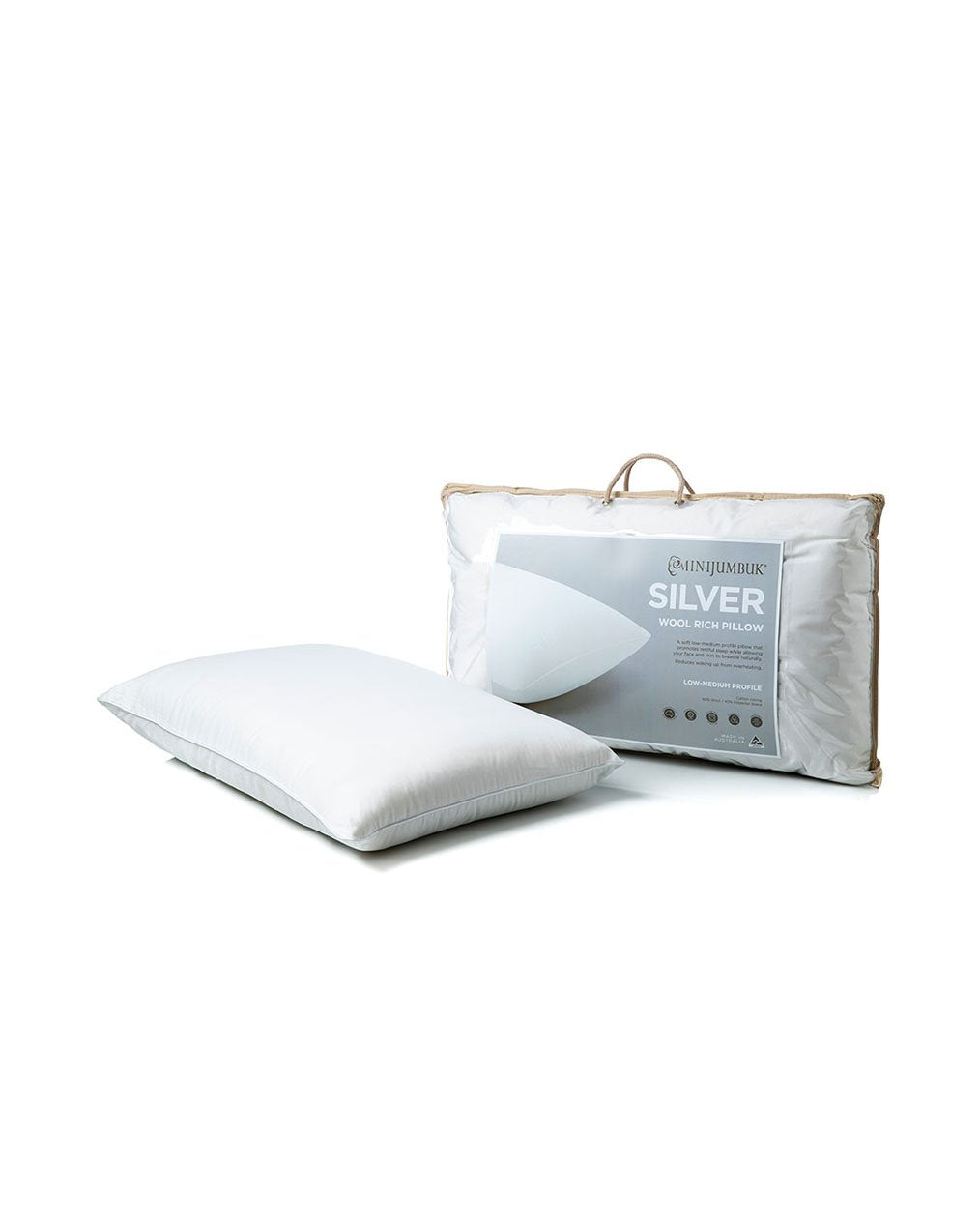 MiniJumbuk Silver Pillow - Product and Pack