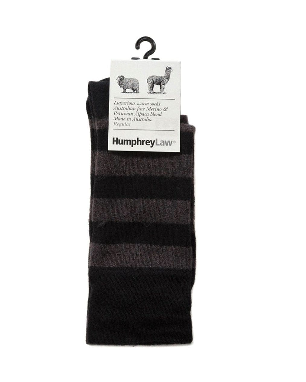 Humphrey Law Wool Blend Stripe Sock - Black - Thumbnail Photo #2