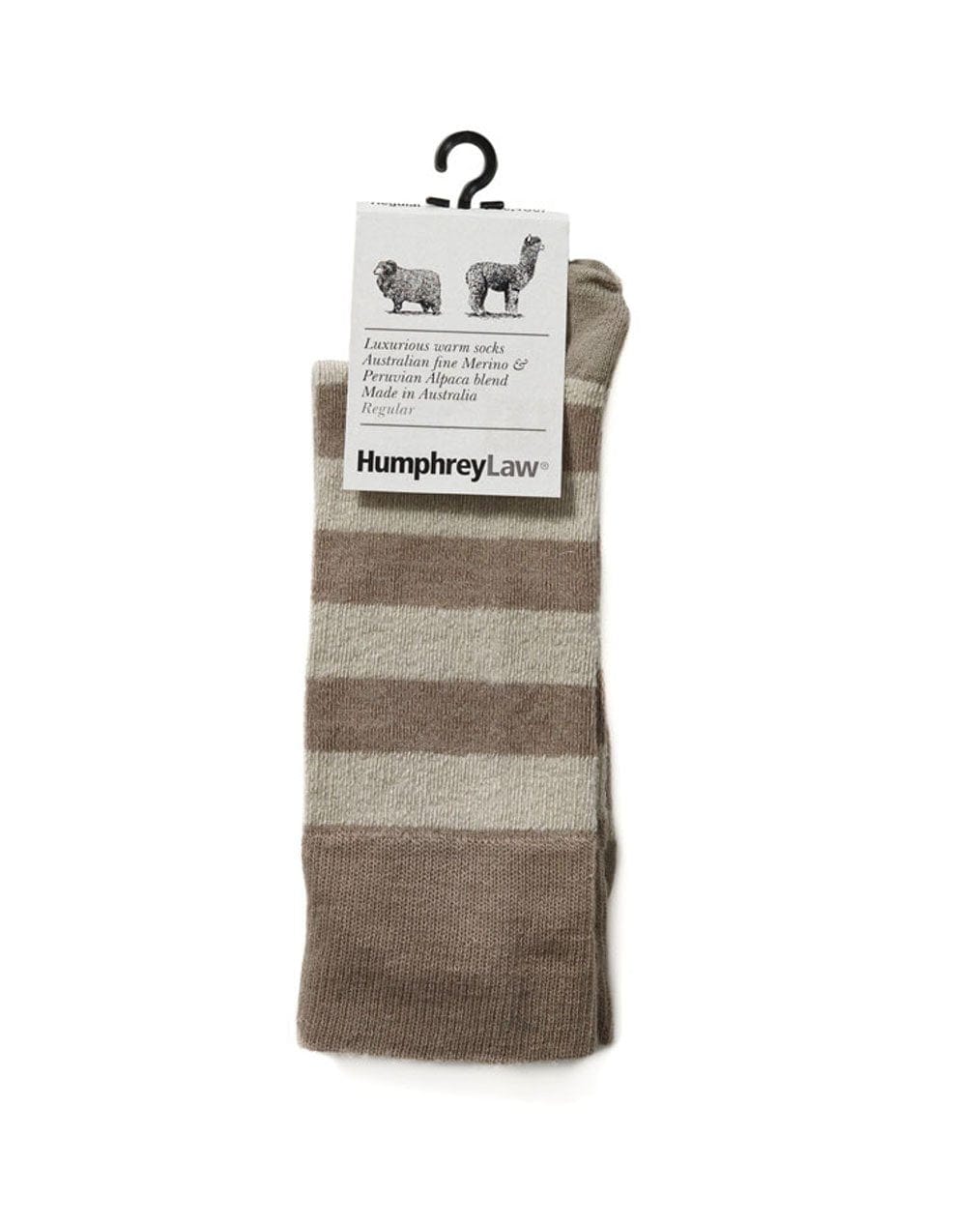 Humphrey Law Wool Blend Stripe Sock - Taupe - Thumbnail Photo #8